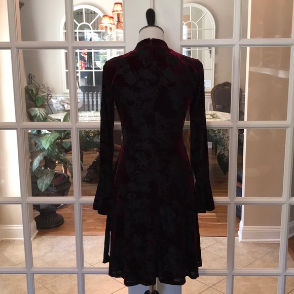 Ivanka Trump RED Faux Velvet, Sheer Dress - Picture 6 of 8